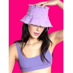 NEW Revolve Jocelyn Purple Distressed Bucket Hat orchid frayed Boho Grunge Y2K